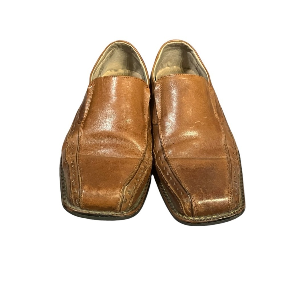 Stacy Adams Light Brown Leather Dress Shoes Loafers Square Toe Size 8 - Picture 6 of 9